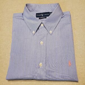 Ralph Lauren Custom Fit Fine Pinstripe Men's L/S Dress Shirt Size 17-34/35